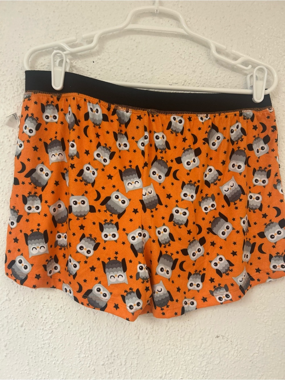 Women's Orange Owl Print Halloween Lounge Shorts PJ bottoms NWT Large - Picture 3 of 4